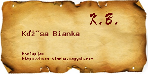 Kósa Bianka névjegykártya